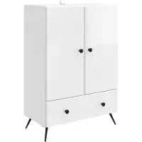 vidaXL Buffet blanc brillant 66 x 34,5 x 95 cm en aggloméré