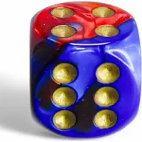Chessex Gemini 16mm d6 avec points Dés en blocs (12 dés) - Bleu-Rouge avec or