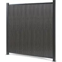 Neu.holz Clôture de jardin « Grassano » - Clôture brise-vue avec 2 poteaux - Module de départ 185 x 180 cm - Résistante aux intempéries - WPC gris