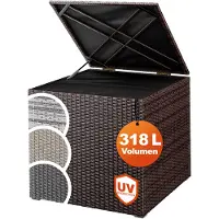 Casaria Coffre de Rangement 318L Brun avec Couvercle et Vérin à Gaz