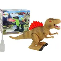Lean Toys Le dinosaure respire le feu à vapeur allume le bloc de batterie marron