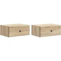 vidaXL Cabinet de chevet mural 2 pcs Chêne Sonoma 49 x 34,5 x 20 cm