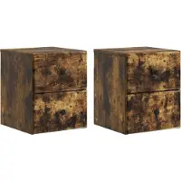 vidaXL Cabinet de chevet mural 2 pcs Chêne fumé 34,5 x 33 x 40 cm
