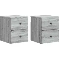 vidaXL Cabinet de chevet mural 2 pcs Sonoma gris 34,5 x 33 x 40 cm