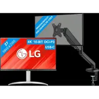 LG 27UP850K-W.AEU + BlueBuilt Bras d'Écran PC Vérin à Gaz pour 1 Écran