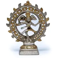 Bahadra Shiva Nataraj Double Anneau en Laiton Bicolore - 436 G; 15 cm