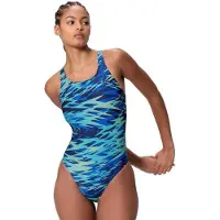 Speedo Hyperboom Print Medalist Swimsuit Bleu UK 32 Femme