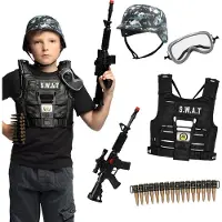 Boland Ensemble de costume SWAT pour enfants avec casque, gilet, lunettes de sécurité, ceinture à balles et fusil