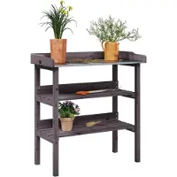 vidaXL Table à plantes avec étagères Gris 78x38x82,5 cm Sapin massif