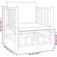 vidaXL Ensemble de salon de jardin 7 pièces avec coussins gris foncé en bambou