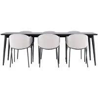Ebuy24 Ellis ensemble pour salle à manger table 85x230cm et 6 chaises velours avec accoudoirs noir.