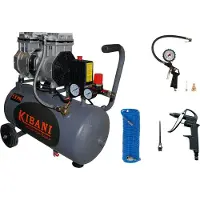 Kibani Compresseur ultra-silencieux 50 litres + tuyau d'air + pistolet à air + pompe à pneus - KIT - Faible niveau sonore - Compresseurs - 50 L
