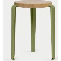 TIPTOE Lou Tabouret en bois Khaki Green | Solid Oak