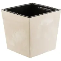 BOTLE Pot De Fleur Carre En Plastique Avec Insert Aspect Beton Boîte A Fleur Creme Beige 7 L Capacite