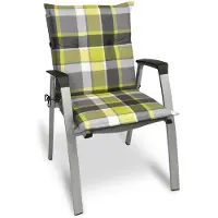Beautissu Sunny GR dossier bas pour chaise de jardin 100x50 cm en vert à carreaux