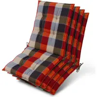Beautissu Lot de 4 coussins d'appui pour fauteuils bas Sun-NL 100 x 50 x 8 cm, motif à carreaux orange et beige