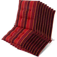 Beautissu Lot de 8 coussins Sun-NL pour dossier de siège, 105 x 50 x 8 cm, rayures rouges