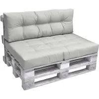 Beautissu Coussins de palette d'extérieur 1x coussin d'assise & 1x coussin de dossier, gris clair