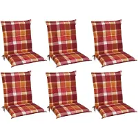 Beautissu Lot de 6 coussins Sunny RO à dossier bas 100 x 50 cm à carreaux rouges