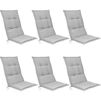 Beautissu Lot de 6 coussins d'assise pour fauteuils à dossier haut Base HL, 120 x 50 x 6 cm, gris clair