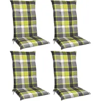 Beautissu Lot de 4 coussins pour fauteuils à dossier haut 120 x 50 cm, rembourrage vert à carreaux
