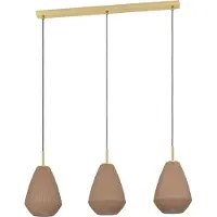 Eglo Suspension - Couleur sable - Couleur laiton - 90 x 110 cm - Verre - Métal - 3 ampoules