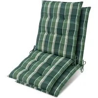 Beautissu Lot de 2 coussins d'appui pour fauteuils bas Sun-NL 100 x 50 x 8 cm, vert à carreaux