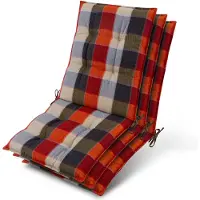 Beautissu Lot de 3 coussins Sun-NL pour dossier de chaise basse, 105 x 50 x 8 cm, motif à carreaux orange et beige