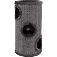 Lionto Tour à chat, griffoir en sisal 70 cm avec 3 entrées & lit douillet, robuste & peu encombrant, gris