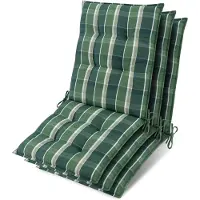 Beautissu Lot de 3 coussins Sun-NL pour dossier de chaise, 100 x 50 x 8 cm, vert à carreaux