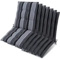 Beautissu Lot de 7 coussins Sun-NL pour dossier de chaise basse, 100 x 50 x 8 cm, rayures anthracite