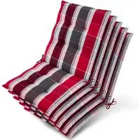 Beautissu Lot de 5 coussins Sun-NL pour dossier de chaise, 105 x 50 x 8 cm, rayures rouges et anthracite