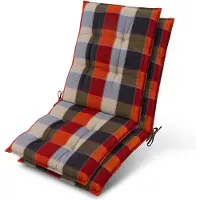 Beautissu Lot de 2 coussins d'appui pour fauteuils bas Sun-NL 100 x 50 x 8 cm, motif à carreaux orange et beige