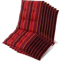 Beautissu Lot de 7 coussins Sun-NL pour dossier de chaise basse, 100 x 50 x 8 cm, rayures rouges