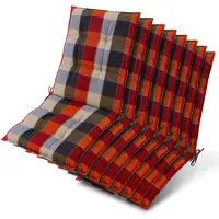 Beautissu Lot de 8 coussins Sun-NL pour dossier de chaise, 105 x 50 x 8 cm, à carreaux orange et beige