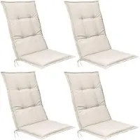 Beautissu Lot de 4 coussins d'assise pour fauteuils à dossier haut Base HL, 120 x 50 x 6 cm, couleur naturelle