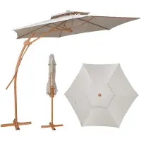 Puluomis Parasol double couche Puluomi 3 m, parasol de jardin avec circulation d'air et dissipation de la chaleur, 6 baleines elliptiques en fer, résistant aux UV, couleur beige inaltérable