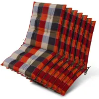 Beautissu Lot de 7 coussins Sun-NL pour dossier de chaise basse, 100 x 50 x 8 cm, motif à carreaux orange et beige
