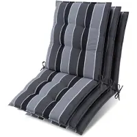Beautissu Lot de 3 coussins Sun-NL pour dossier de chaise basse, 100 x 50 x 8 cm, rayures anthracite