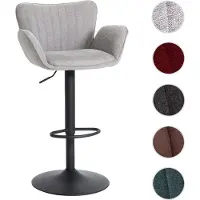 Mendler Tabouret de bar HWC-M67, chaise de bar pivotante, avec accoudoirs repose-pieds pivotant tissu/textile fer gris foncé pied noir