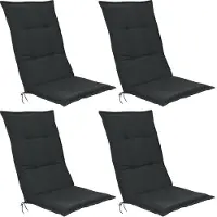 Beautissu Lot de 4 coussins d'assise pour fauteuils à dossier haut Base HL, 120 x 50 x 6 cm, gris graphite