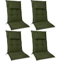 Beautissu HighLux HL, 120x50x7 cm, vert foncé, lot de 4, coussin pour chaise de jardin