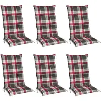 Beautissu Lot de 6 coussins pour dossier haut 120 x 50 cm Rembourrage rouge à carreaux