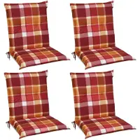 Beautissu Sunny RO, coussin bas, 100x50x6 cm, motif carreaux rouges, lot de 4