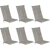 Beautissu Lot de 6 coussins de chaise de jardin Loft HL Gris clair, 120x50x6cm