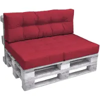 Beautissu Coussins pour palettes d'extérieur 1x coussin d'assise & 1x coussin de dossier, rouge