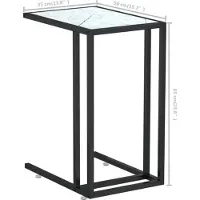 vidaXL Table d'appoint ordinateur Marbre blanc 50x35x65cm Verre trempé