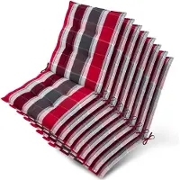 Beautissu Lot de 8 coussins Sun-NL pour dossier de chaise basse, 105 x 50 x 8 cm, rayures rouges et anthracite