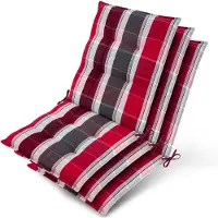 Beautissu Lot de 3 coussins Sun-NL pour dossier de chaise basse, 100 x 50 x 8 cm, rayures rouges et anthracite