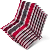 Beautissu Lot de 7 coussins Sun-NL pour dossier de chaise basse, 100 x 50 x 8 cm, rayures rouges et anthracite
